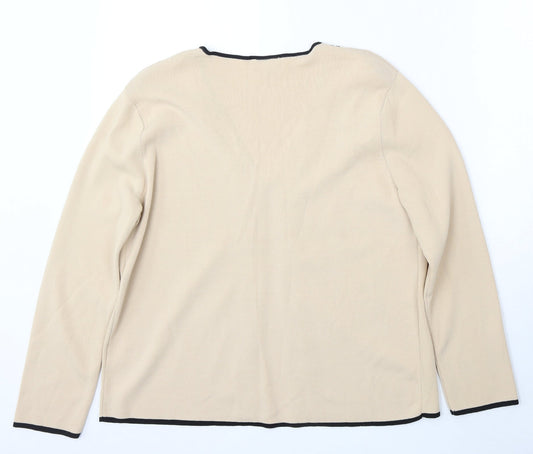 Avant Garde Womens Beige V-Neck Viscose Cardigan Jumper Size M