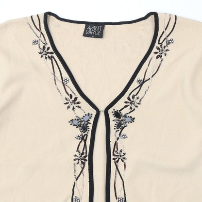 Avant Garde Womens Beige V-Neck Viscose Cardigan Jumper Size M