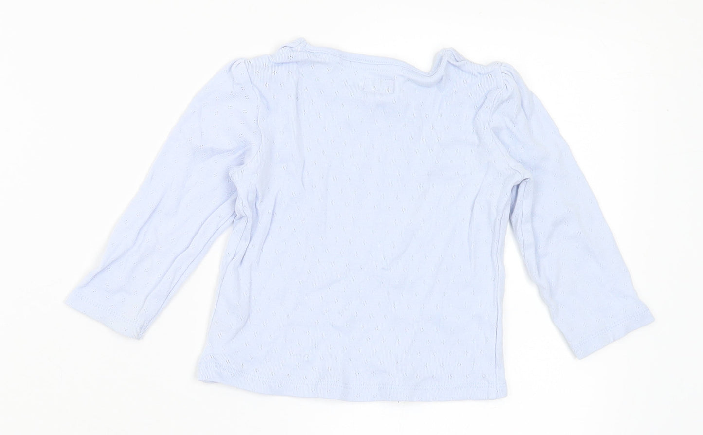 F&F Girls Blue Cotton Basic T-Shirt Size 12-18 Months Round Neck