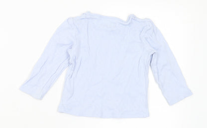 F&F Girls Blue Cotton Basic T-Shirt Size 12-18 Months Round Neck