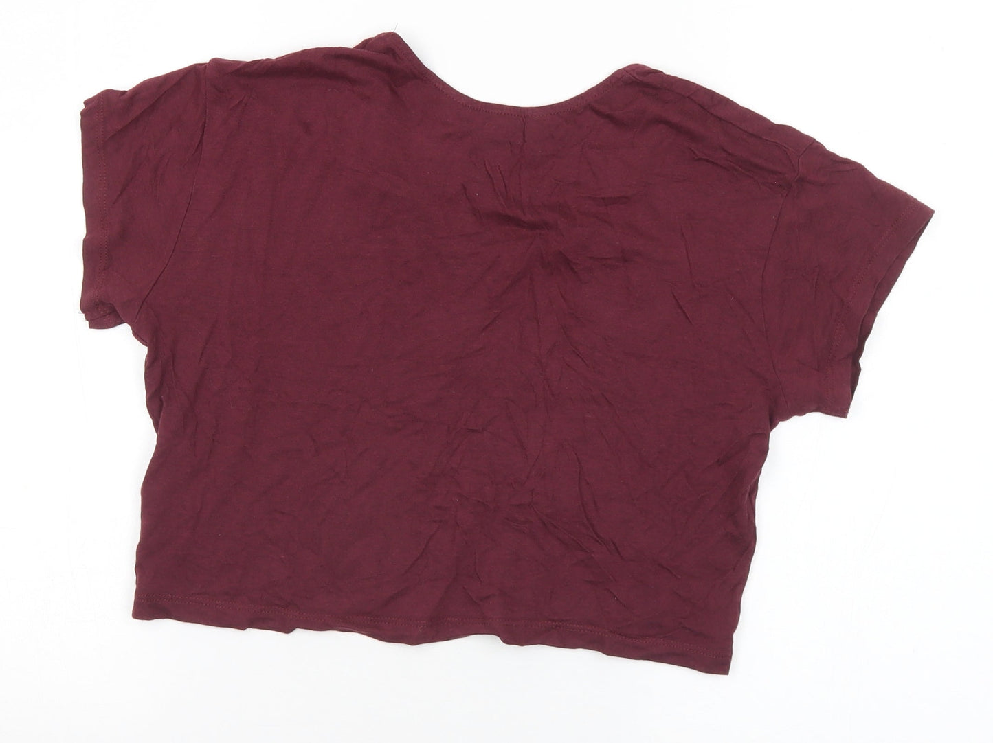 New Look Girls Purple Cotton Cropped T-Shirt Size 10-11 Years Scoop Neck