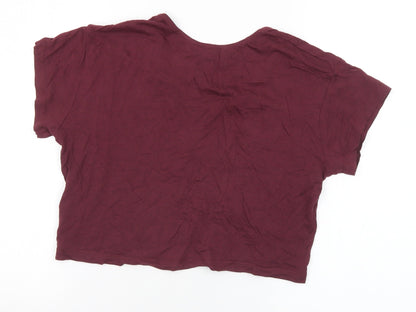 New Look Girls Purple Cotton Cropped T-Shirt Size 10-11 Years Scoop Neck
