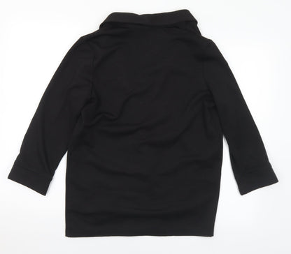 River Island Womens Black Collared Polyester Cardigan Jumper Size 8