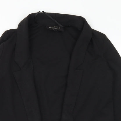 River Island Womens Black Collared Polyester Cardigan Jumper Size 8