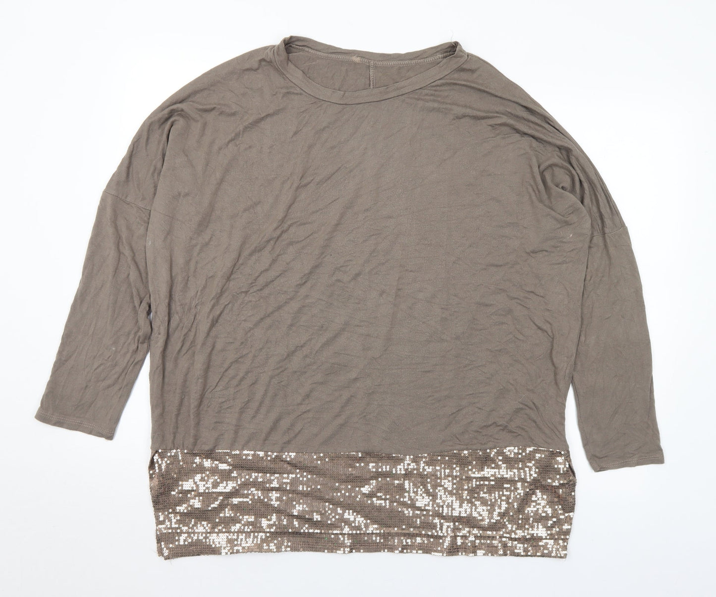 Womens UK Size XL Preworn Brown Basic Blouse