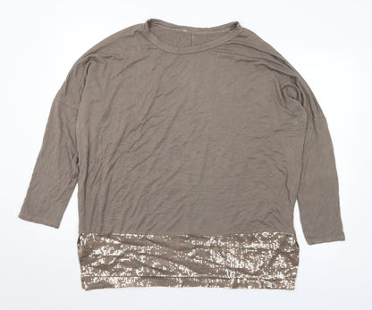 Womens UK Size XL Preworn Brown Basic Blouse