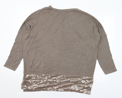 Womens UK Size XL Preworn Brown Basic Blouse