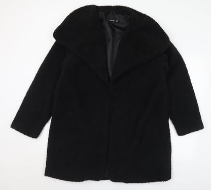 Boohoo Womens Black Overcoat Coat Size 16