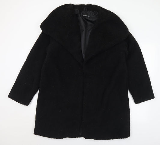 Boohoo Womens Black Overcoat Coat Size 16