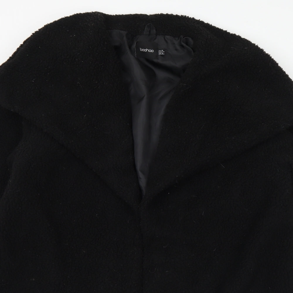 Boohoo Womens Black Overcoat Coat Size 16