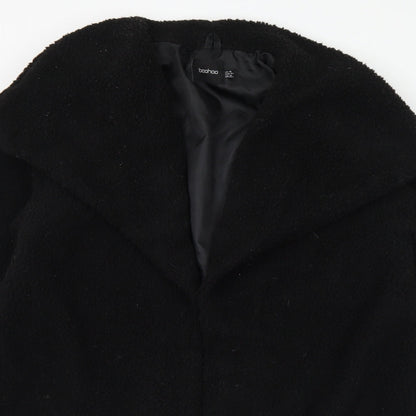 Boohoo Womens Black Overcoat Coat Size 16