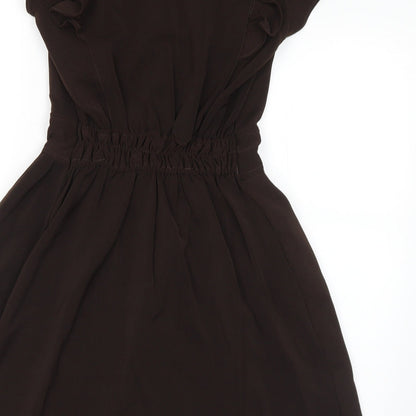 Preworn Womens Brown Polyester Fit & Flare Size M Round Neck