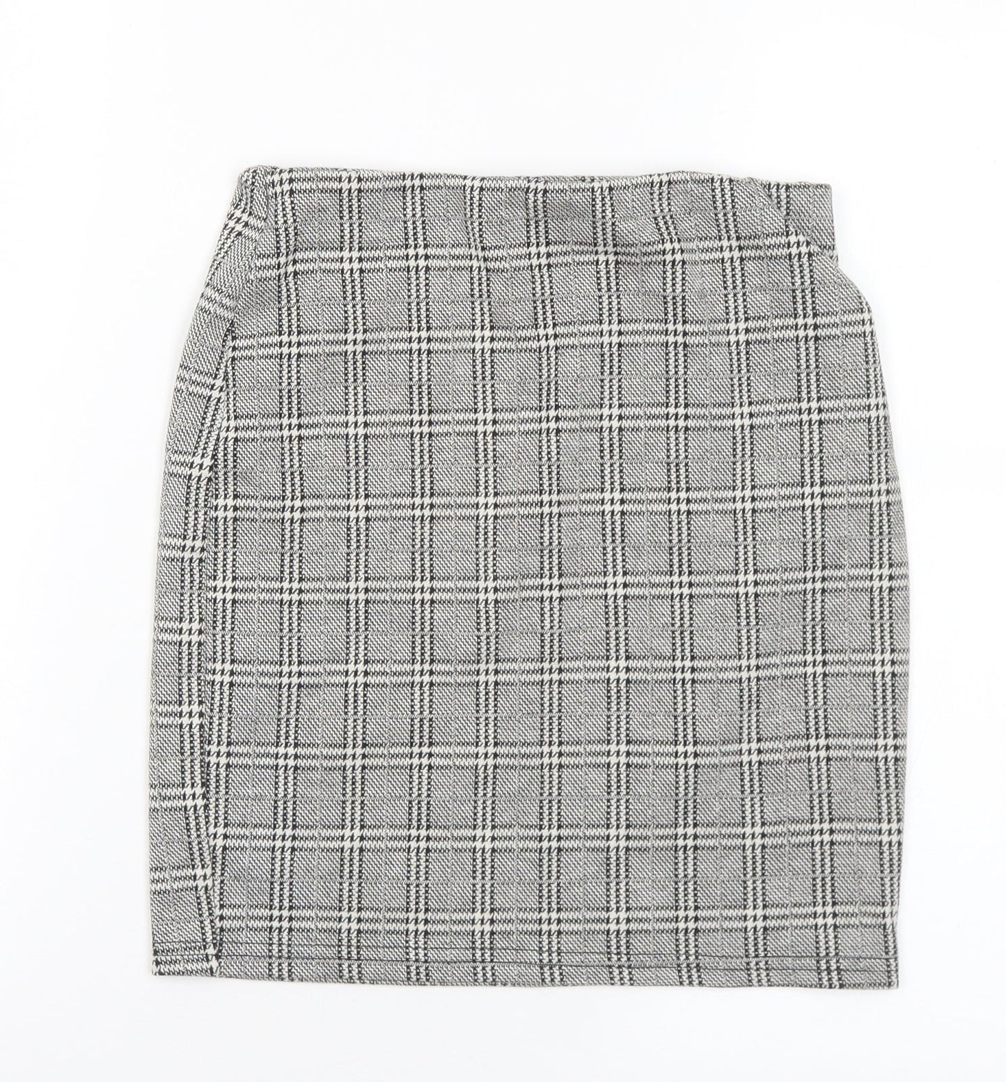 New Look Womens Grey Plaid Cotton A-Line Skirt Size 6