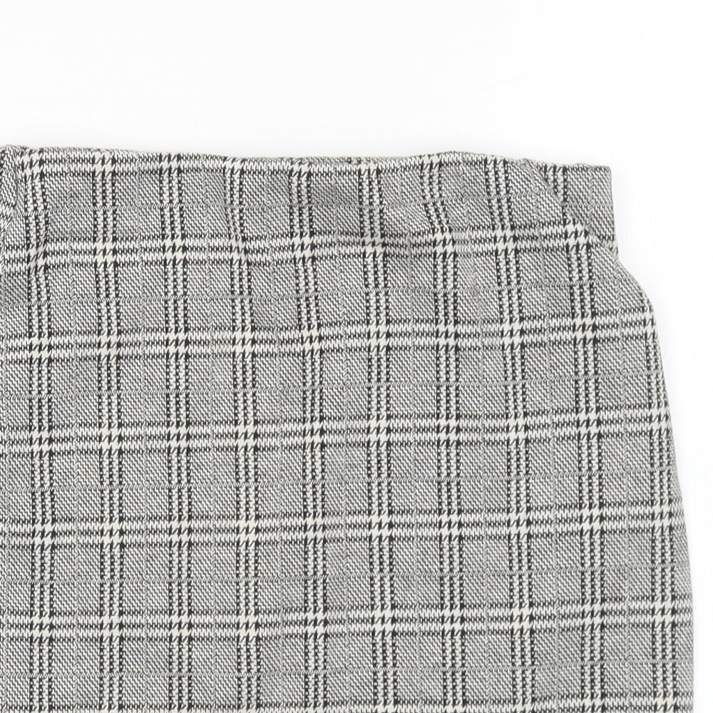 New Look Womens Grey Plaid Cotton A-Line Skirt Size 6