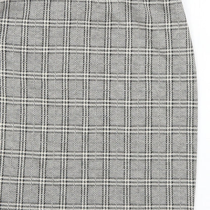 New Look Womens Grey Plaid Cotton A-Line Skirt Size 6