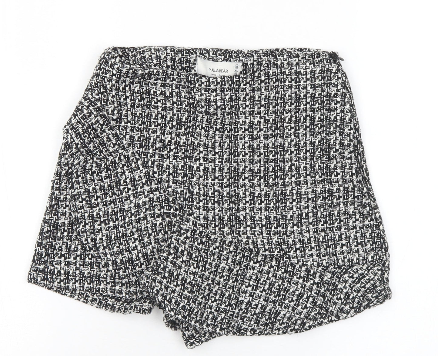 Pull&Bear Womens Black Geometric Cotton Hot Pants Shorts Size XS L3 in Regular