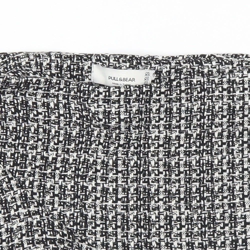 Pull&Bear Womens Black Geometric Cotton Hot Pants Shorts Size XS L3 in Regular