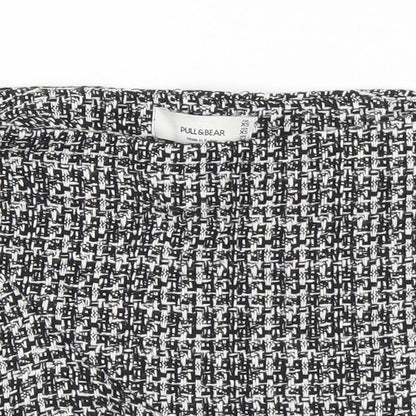 Pull&Bear Womens Black Geometric Cotton Hot Pants Shorts Size XS L3 in Regular