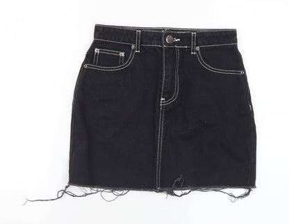 FOREVER 21 Womens Black Cotton A-Line Skirt Size S