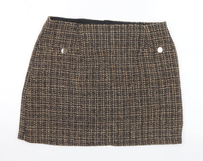 Friends like these Womens Brown Geometric Polyester A-Line Skirt Size 16 Zip