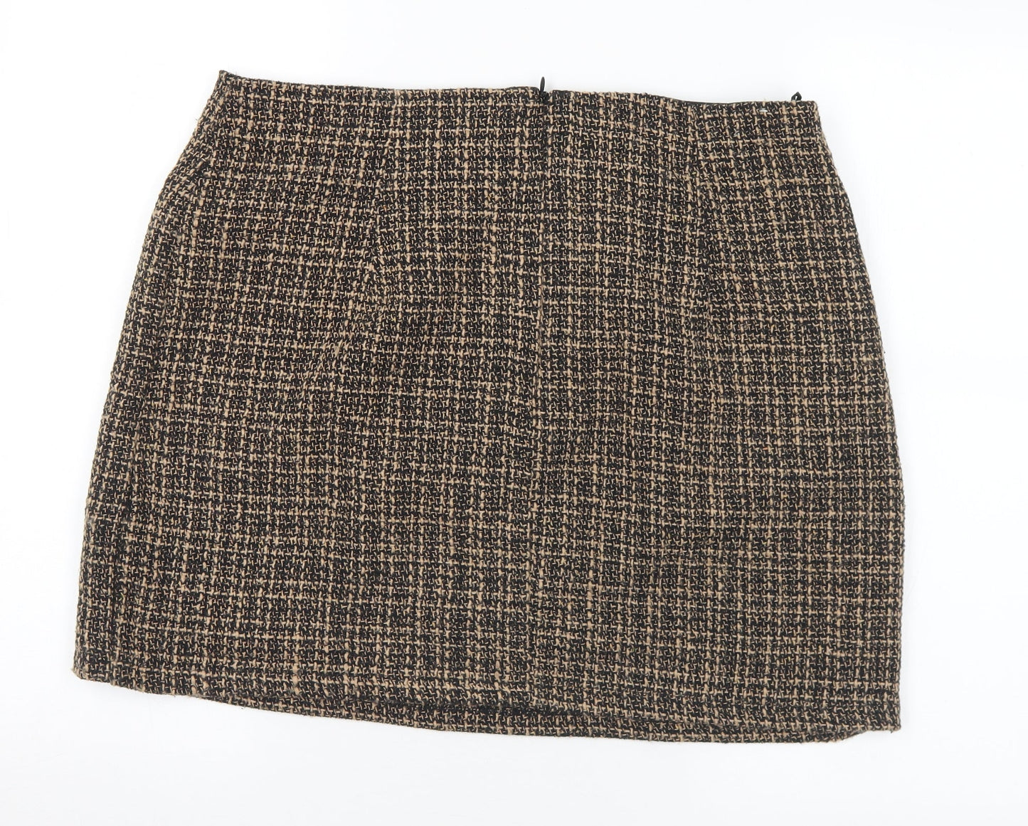 Friends like these Womens Brown Geometric Polyester A-Line Skirt Size 16 Zip