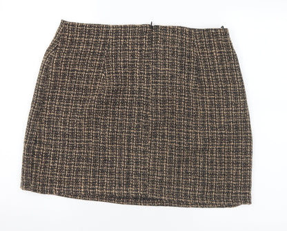 Friends like these Womens Brown Geometric Polyester A-Line Skirt Size 16 Zip