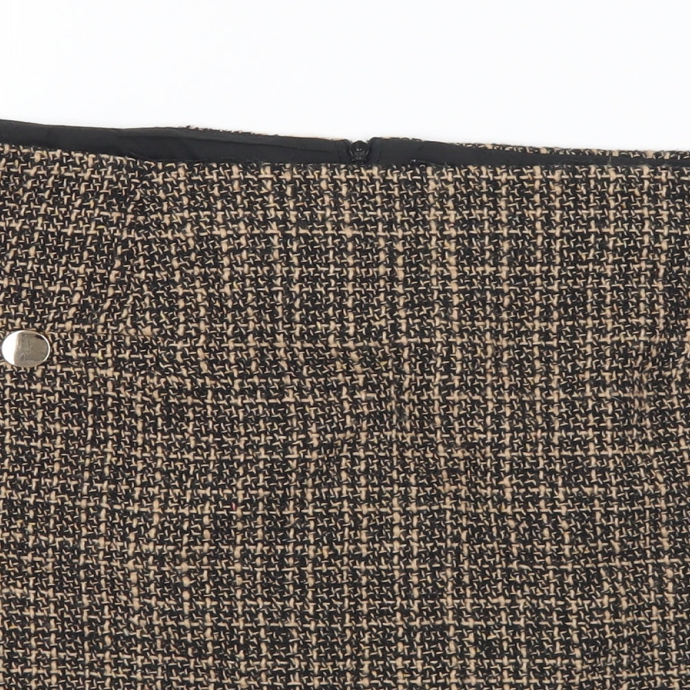 Friends like these Womens Brown Geometric Polyester A-Line Skirt Size 16 Zip