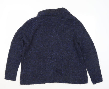 BHS Womens Blue Collared Polyester Cardigan Jumper Size 16