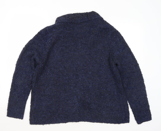 BHS Womens Blue Collared Polyester Cardigan Jumper Size 16