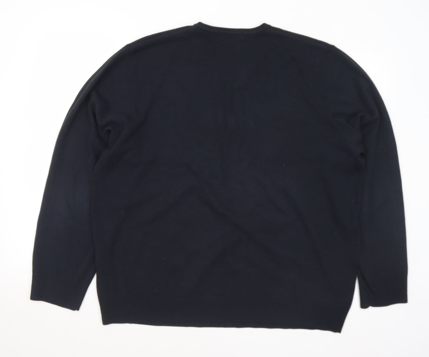 Blue Harbour Mens Black V-Neck Acrylic Pullover Jumper Size 2XL