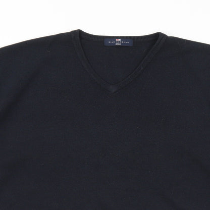 Blue Harbour Mens Black V-Neck Acrylic Pullover Jumper Size 2XL