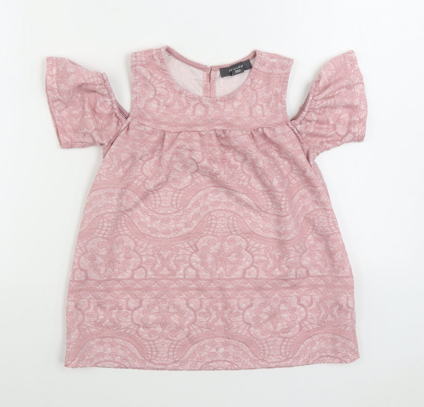 Primark Womens Pink Cotton Basic Blouse Size 6 Scoop Neck