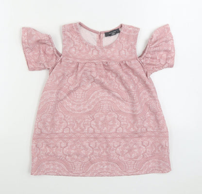 Primark Womens Pink Cotton Basic Blouse Size 6 Scoop Neck