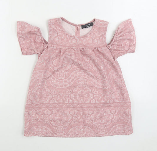 Primark Womens Pink Cotton Basic Blouse Size 6 Scoop Neck