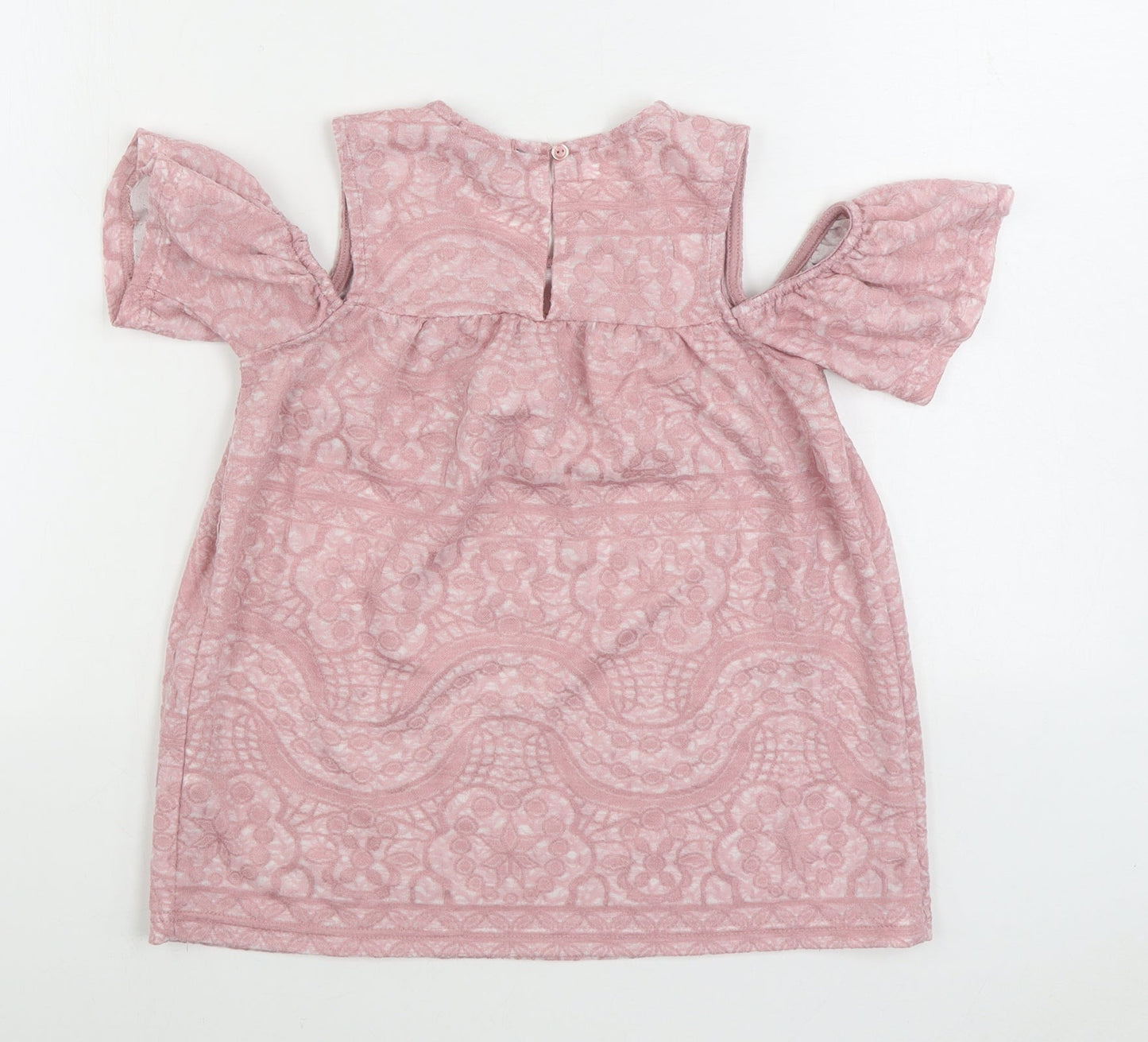 Primark Womens Pink Cotton Basic Blouse Size 6 Scoop Neck