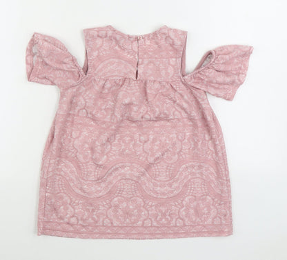 Primark Womens Pink Cotton Basic Blouse Size 6 Scoop Neck