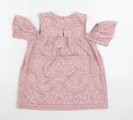 Primark Womens Pink Cotton Basic Blouse Size 6 Scoop Neck