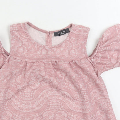 Primark Womens Pink Cotton Basic Blouse Size 6 Scoop Neck
