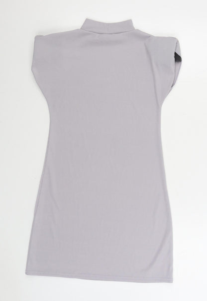 I SAW IT FIRST Womens Grey Polyester Bodycon Size 10 High Neck Pullover