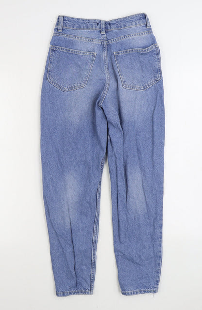 Boohoo Womens Blue Cotton Straight Jeans Size 6 L24 in Regular Zip