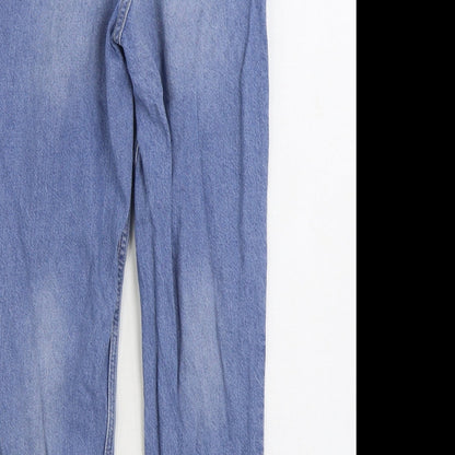 Boohoo Womens Blue Cotton Straight Jeans Size 6 L24 in Regular Zip