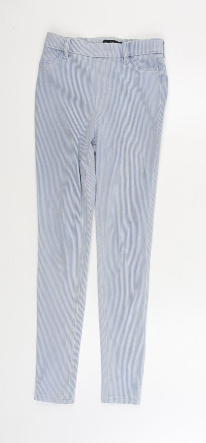 F&F Womens Blue Striped Cotton Straight Jeans Size 6 L29 in Regular Zip