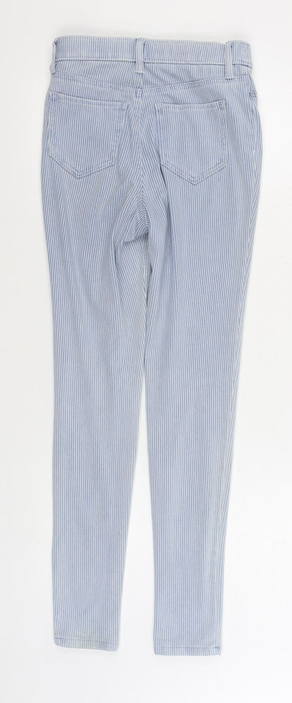 F&F Womens Blue Striped Cotton Straight Jeans Size 6 L29 in Regular Zip