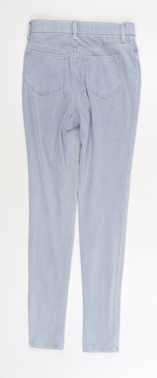 F&F Womens Blue Striped Cotton Straight Jeans Size 6 L29 in Regular Zip