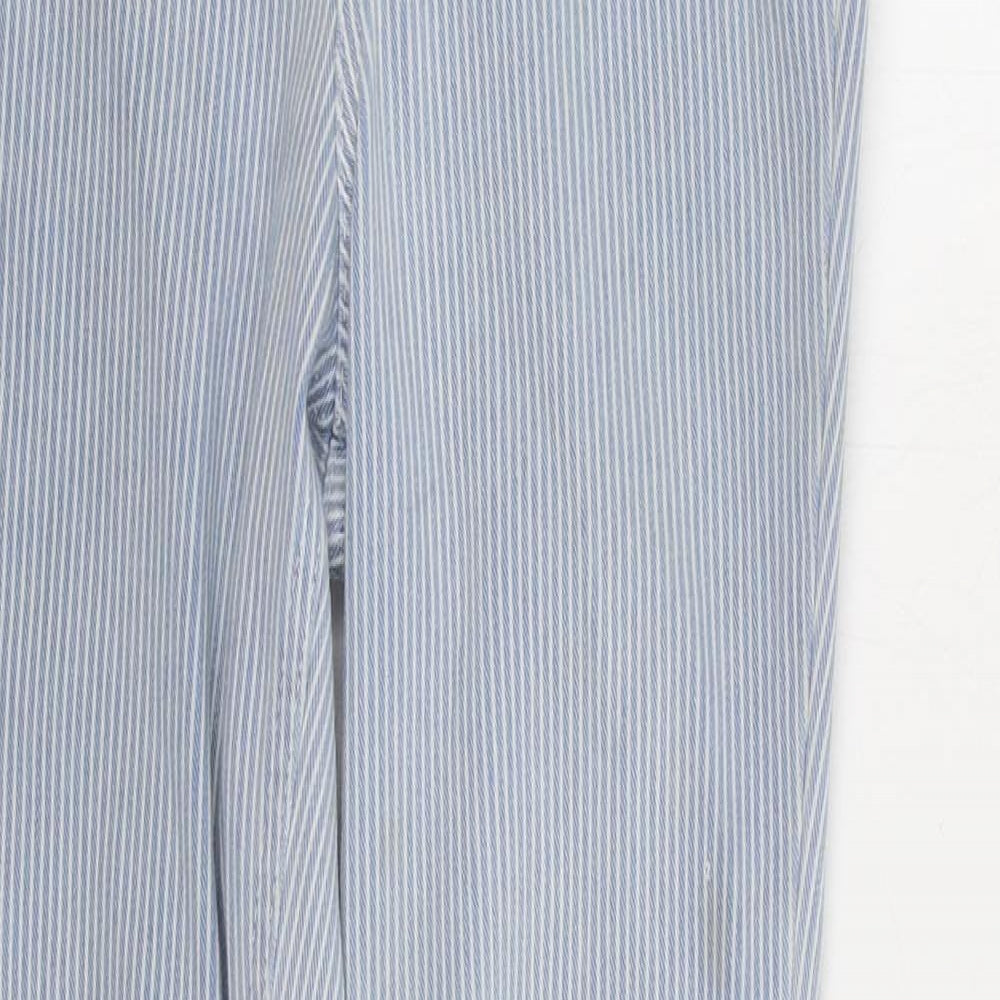 F&F Womens Blue Striped Cotton Straight Jeans Size 6 L29 in Regular Zip