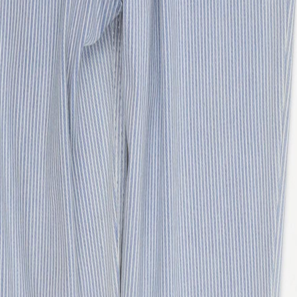 F&F Womens Blue Striped Cotton Straight Jeans Size 6 L29 in Regular Zip