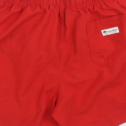 F&F Mens Red Polyester Sweat Shorts Size S Regular Tie - Swim trunks