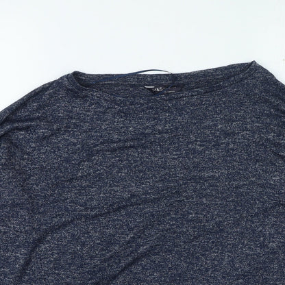 Marks and Spencer Womens Blue Round Neck Viscose Pullover Jumper Size 10