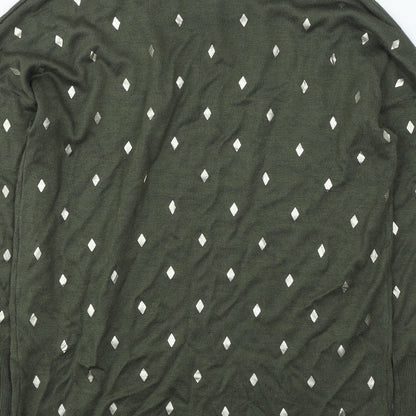 anthem Womens Green Round Neck Geometric Acrylic Pullover Jumper Size XS