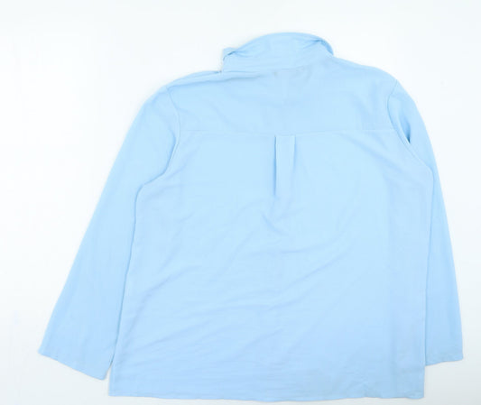 Boohoo Womens Blue Polyester Basic Button-Up Size 16 Collared